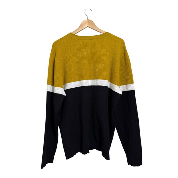 Magaschoni Men's Long Sleeve Waffle Knit Colorblock Lightweight Sweater Size XL - Picture 2 of 7